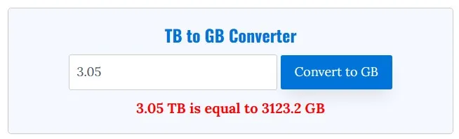 TB to GB Converter
